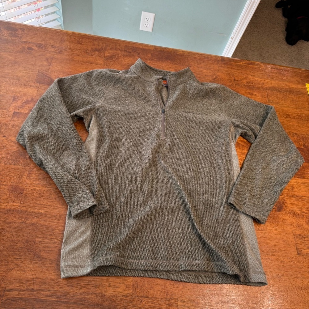 Merrell Men's Forest Green tan 1/4 Zip-Up Sweater pullover size medium